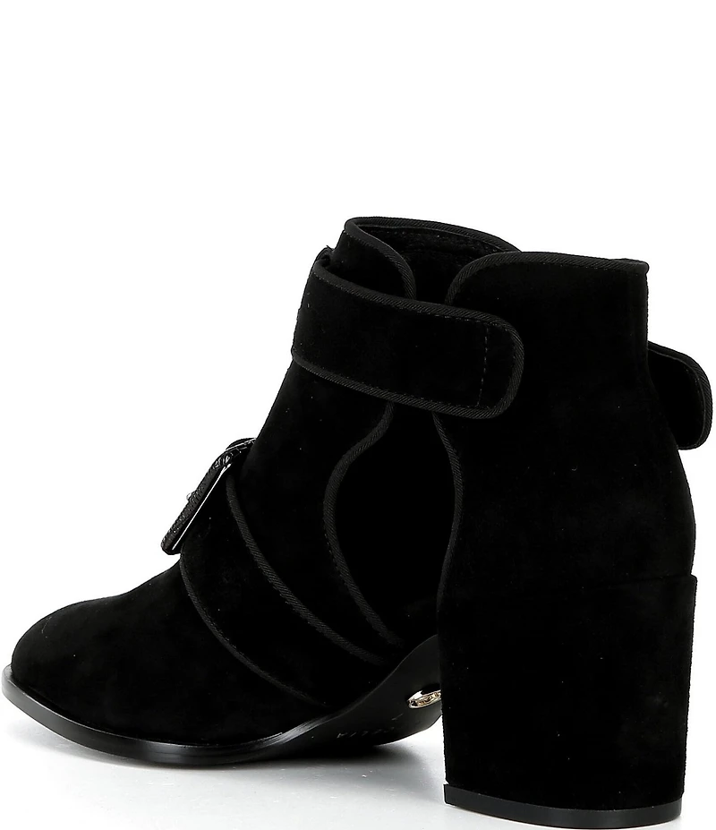Cecelia New York Niles Suede Snake Buckle Hardware Cutout Booties