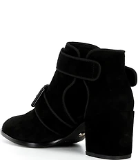 Cecelia New York Niles Suede Snake Buckle Hardware Cutout Booties