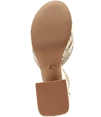 Cecelia New York Novice Metallic Leather Braided Platform T-Strap Block Heel Pumps