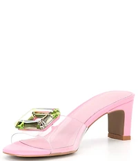 Cecelia New York Park Avenue Clear Vinyl Jewel Ornamented Slide Sandals