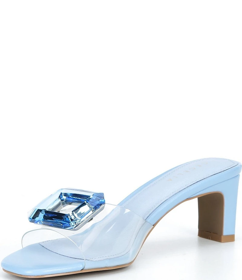 Cecelia New York Park Avenue Clear Vinyl Jewel Ornamented Slide Sandals