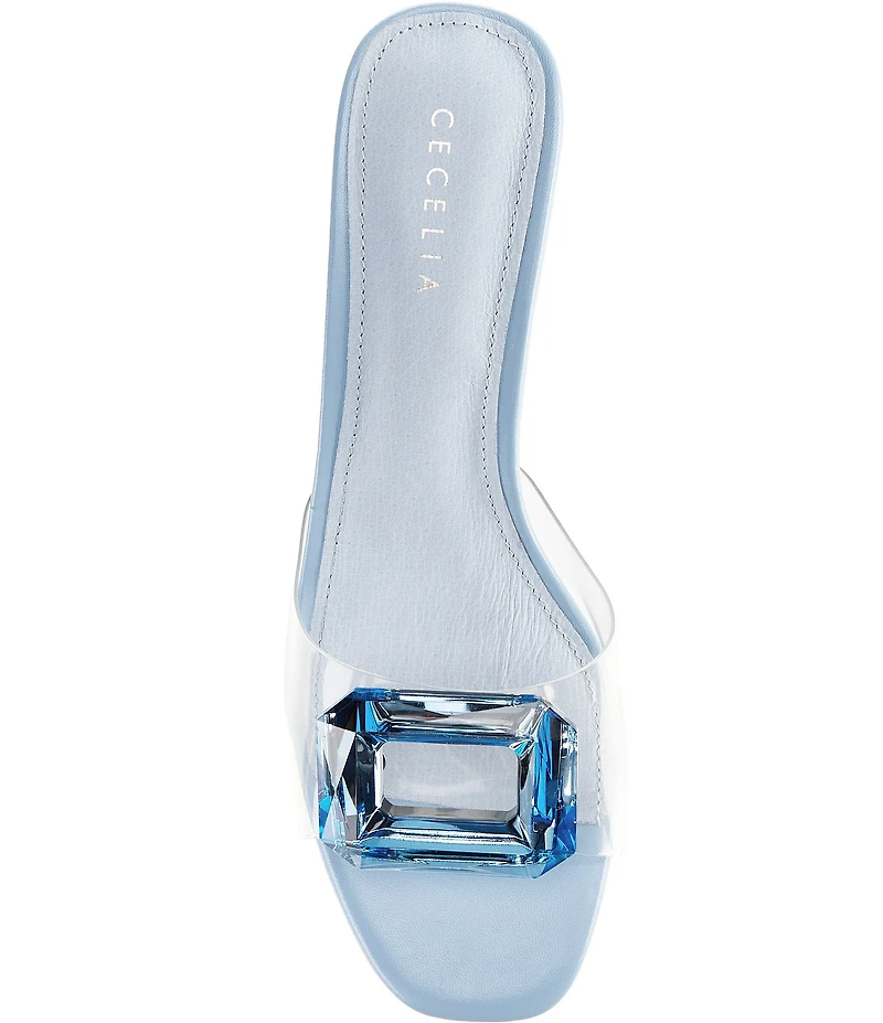 Cecelia New York Park Avenue Clear Vinyl Jewel Ornamented Slide Sandals