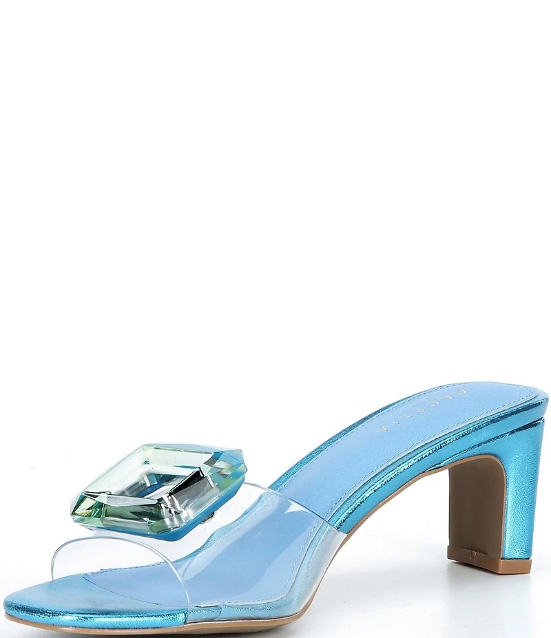 Cecelia New York Park Avenue Clear Vinyl Jewel Ornamented Slide Sandals
