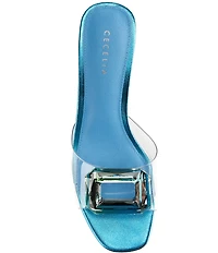 Cecelia New York Park Avenue Clear Vinyl Jewel Ornamented Slide Sandals