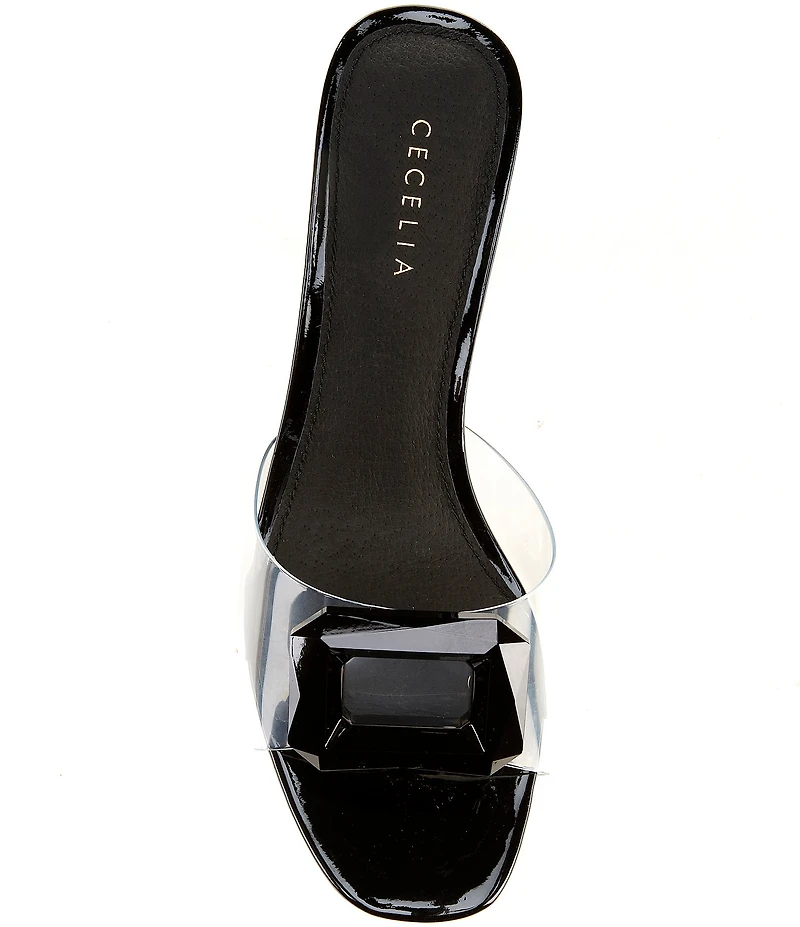 Cecelia New York Park Avenue Clear Vinyl Jewel Ornamented Slide Sandals