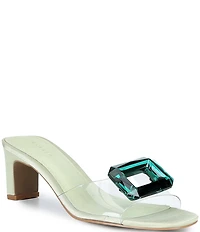 Cecelia New York Park Avenue Clear Vinyl Jewel Ornamented Slide Sandals