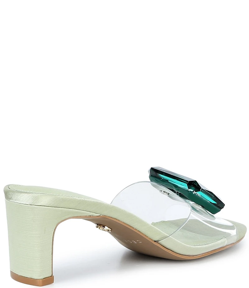 Cecelia New York Park Avenue Clear Vinyl Jewel Ornamented Slide Sandals