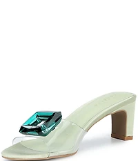 Cecelia New York Park Avenue Clear Vinyl Jewel Ornamented Slide Sandals