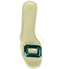 Cecelia New York Park Avenue Clear Vinyl Jewel Ornamented Slide Sandals