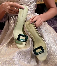 Cecelia New York Park Avenue Clear Vinyl Jewel Ornamented Slide Sandals