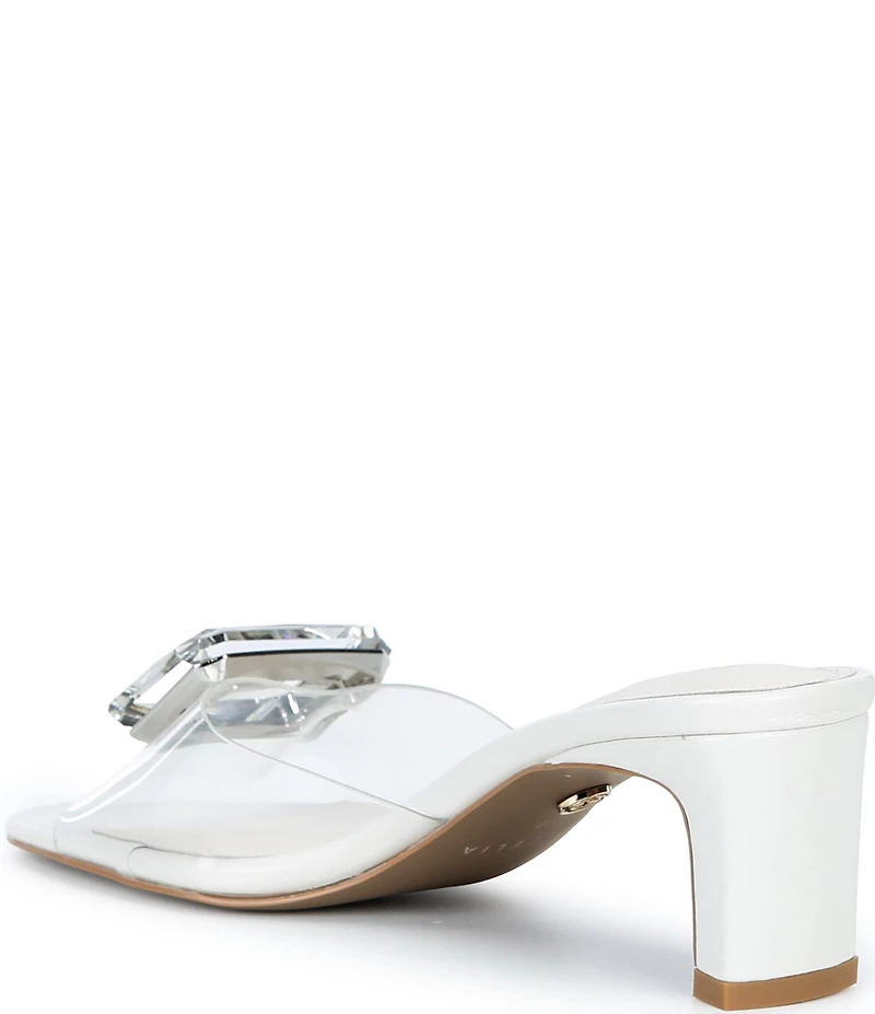 Cecelia New York Park Avenue Clear Vinyl Jewel Ornamented Slide Sandals