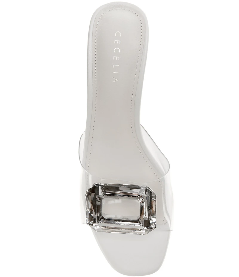 Cecelia New York Park Avenue Clear Vinyl Jewel Ornamented Slide Sandals