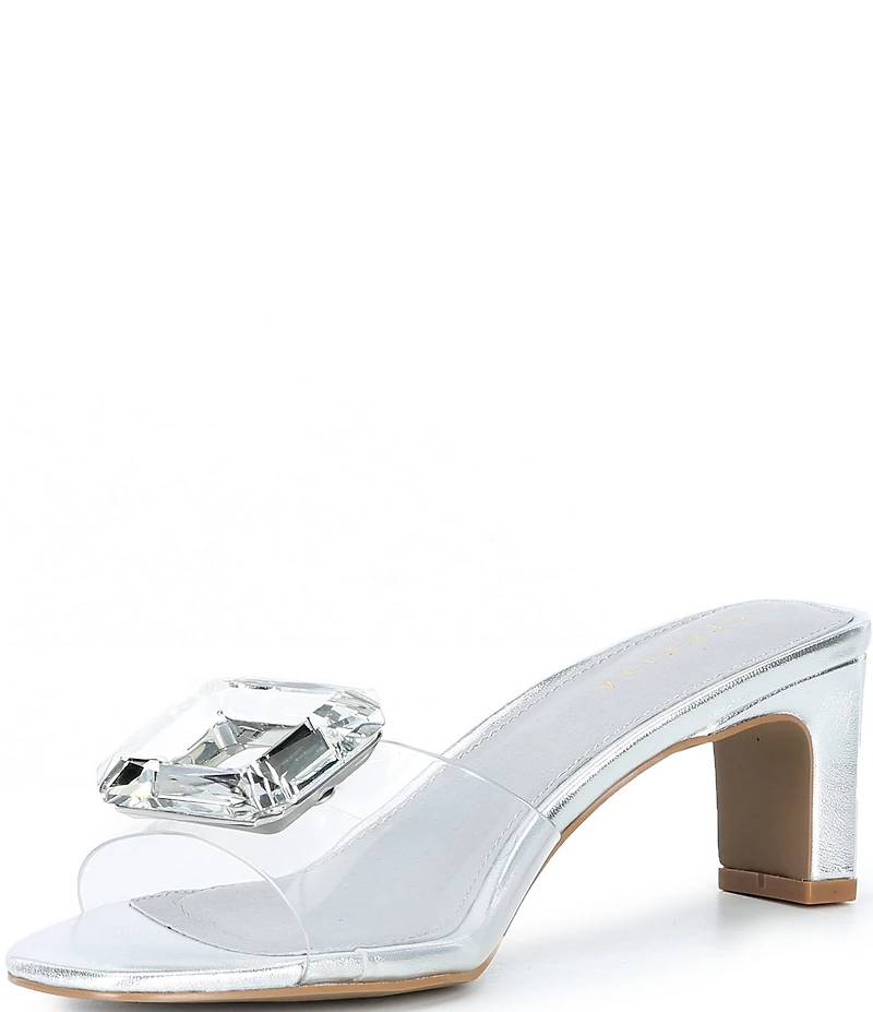Cecelia New York Park Avenue Clear Vinyl Jewel Ornamented Slide Sandals