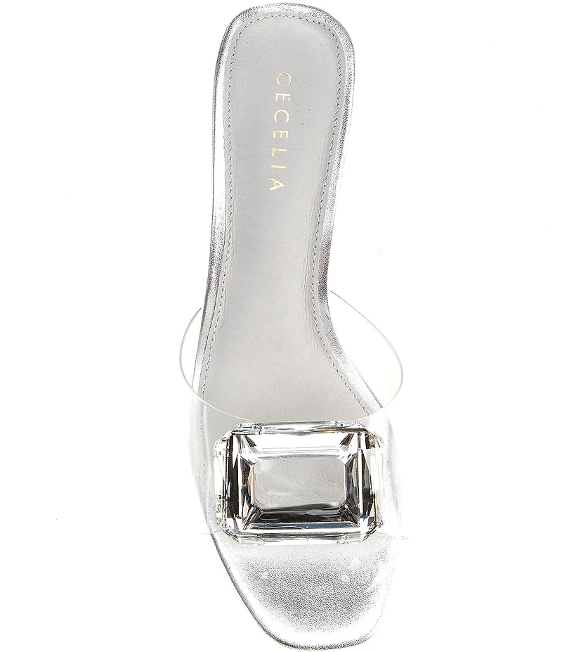 Cecelia New York Park Avenue Clear Vinyl Jewel Ornamented Slide Sandals