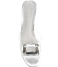 Cecelia New York Park Avenue Clear Vinyl Jewel Ornamented Slide Sandals