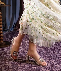 Cecelia New York Park Avenue Clear Vinyl Jewel Ornamented Slide Sandals