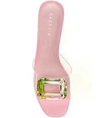 Cecelia New York Park Avenue Clear Vinyl Jewel Ornamented Slide Sandals