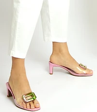 Cecelia New York Park Avenue Clear Vinyl Jewel Ornamented Slide Sandals