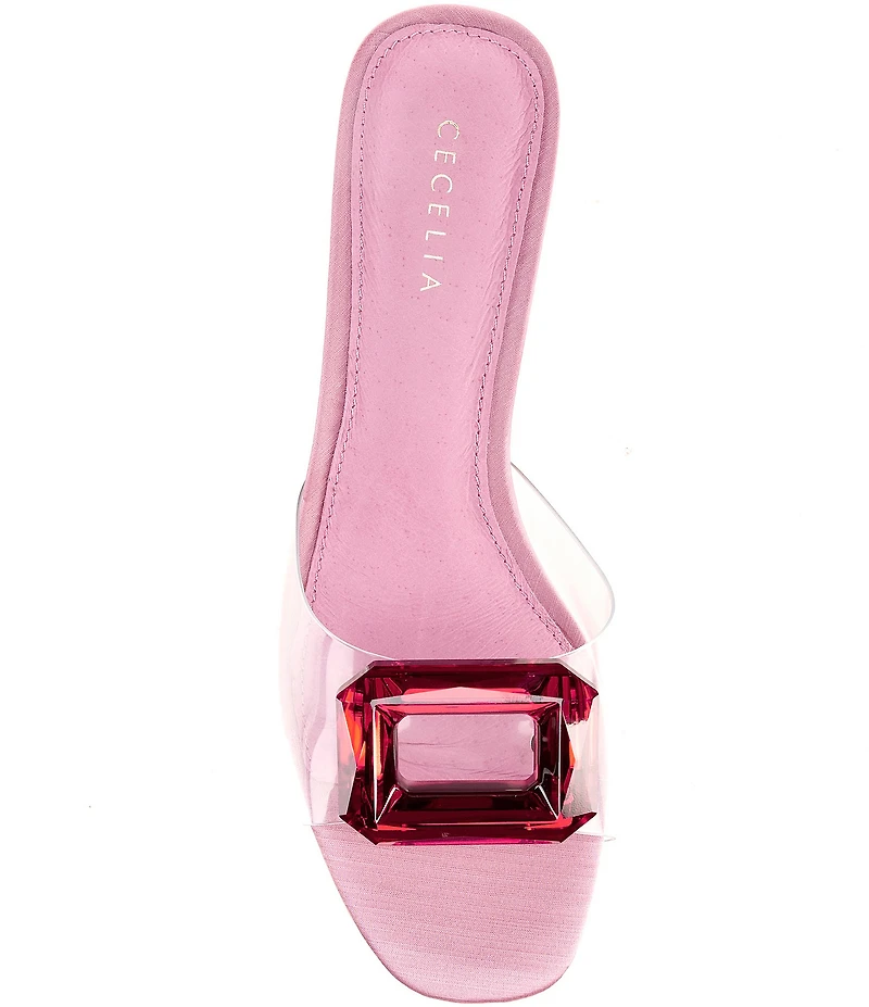 Cecelia New York Park Avenue Clear Vinyl Jewel Ornamented Slide Sandals