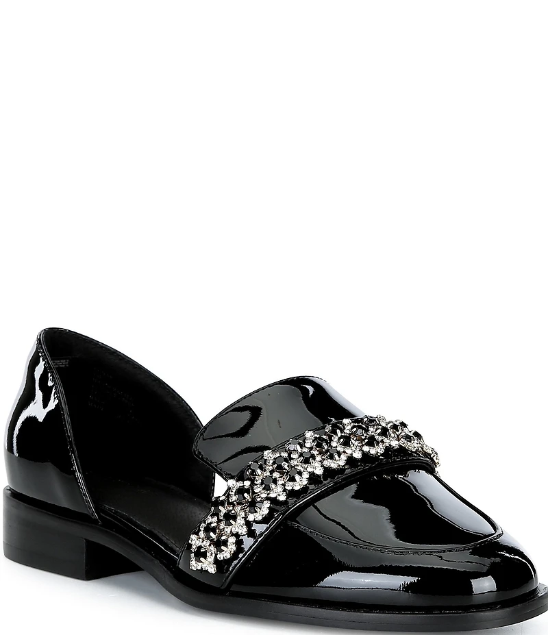 Cecelia New York Patent Crystal Embellished Ornament Loafers
