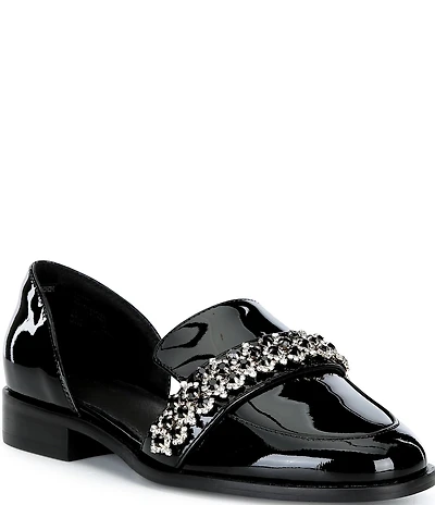 Cecelia New York Patent Crystal Embellished Ornament Loafers