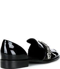 Cecelia New York Patent Crystal Embellished Ornament Loafers