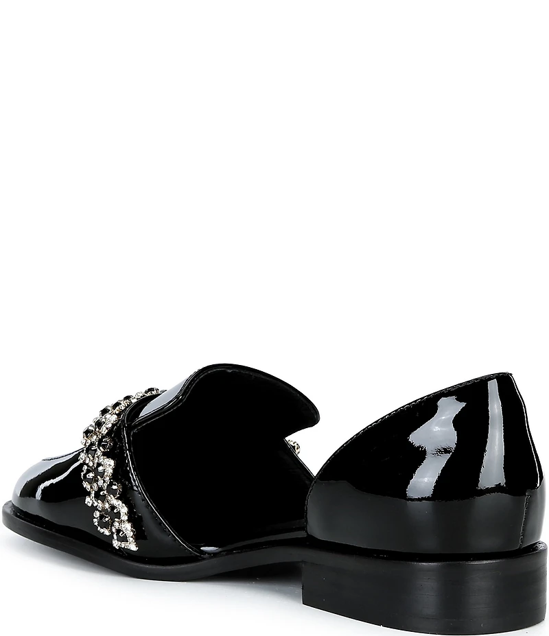 Cecelia New York Patent Crystal Embellished Ornament Loafers