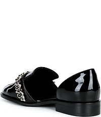 Cecelia New York Patent Crystal Embellished Ornament Loafers