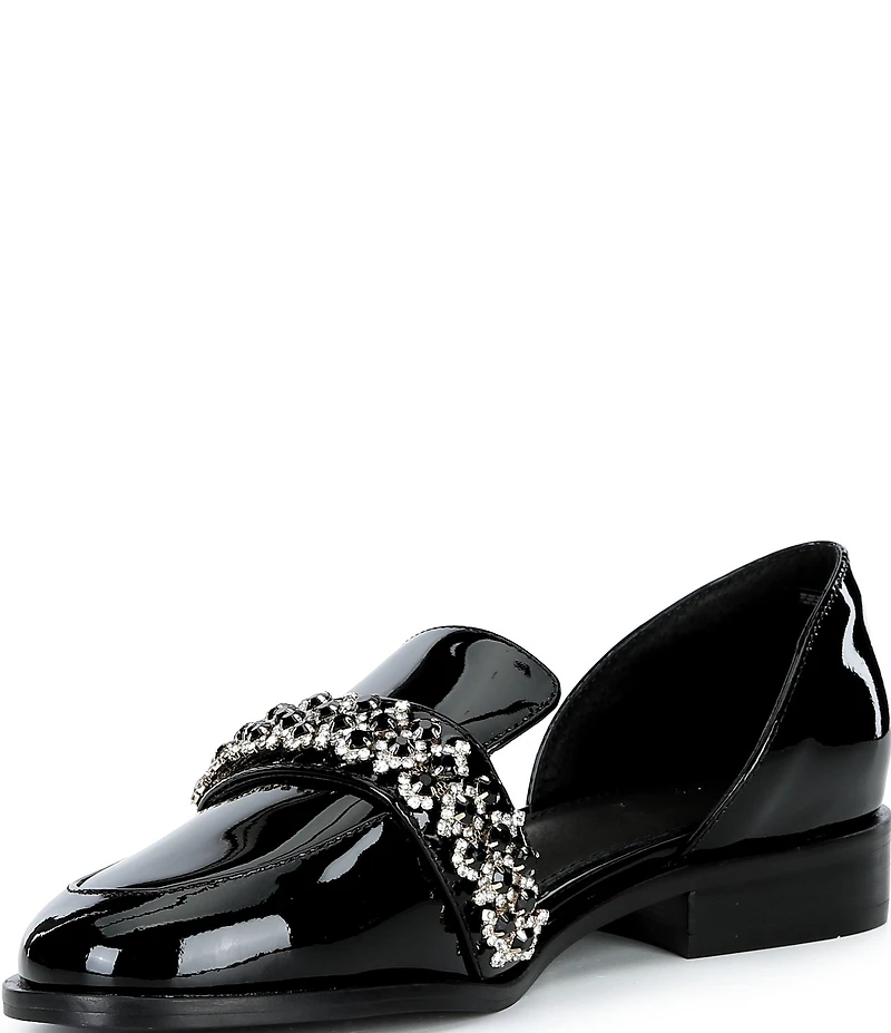 Cecelia New York Patent Crystal Embellished Ornament Loafers