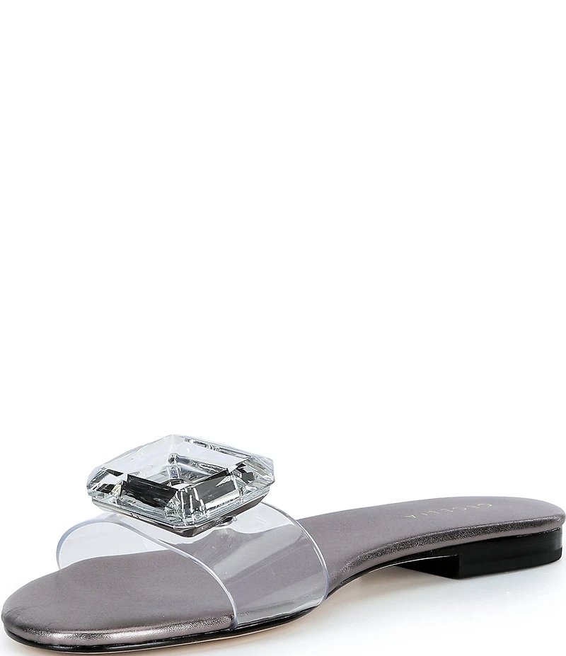 Cecelia New York Phillis Metallic Vinyl Slide Sandals