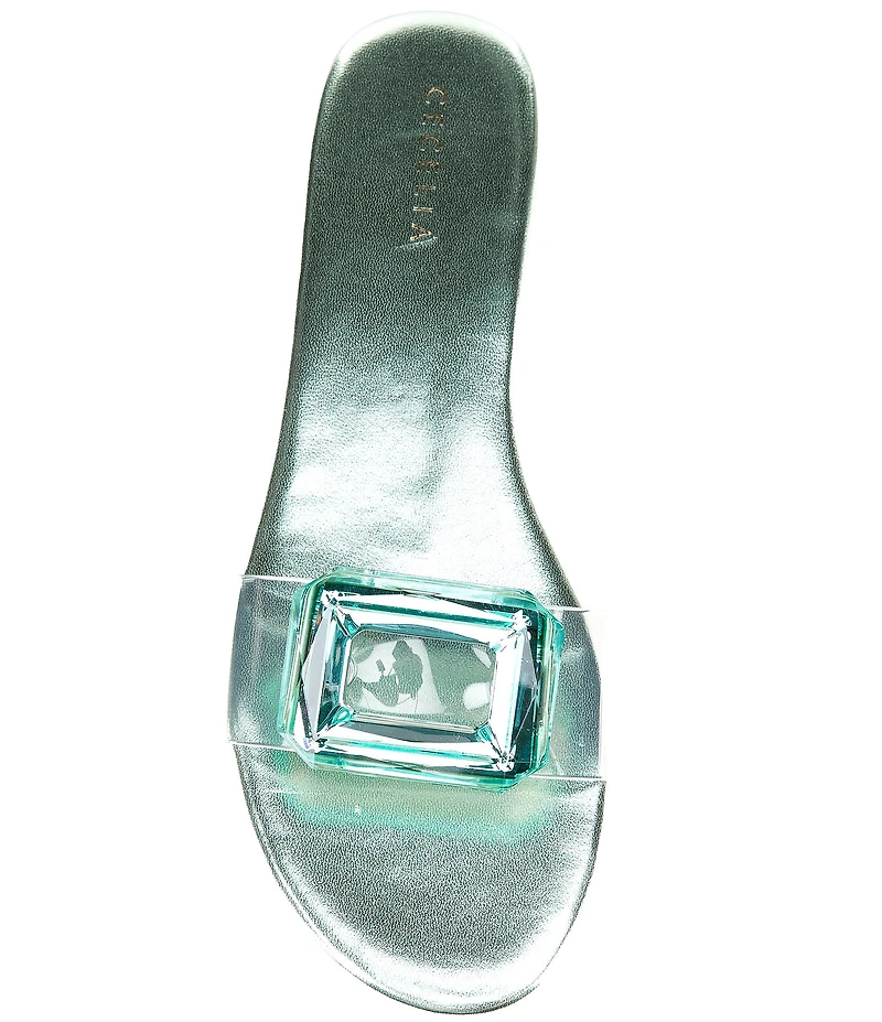 Cecelia New York Phillis Metallic Vinyl Slide Sandals