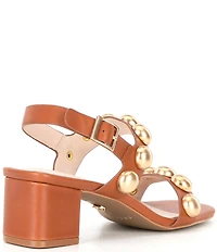Cecelia New York Rally Leather Studded Block Heel Sandals