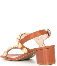 Cecelia New York Rally Leather Studded Block Heel Sandals