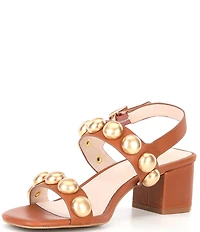 Cecelia New York Rally Leather Studded Block Heel Sandals