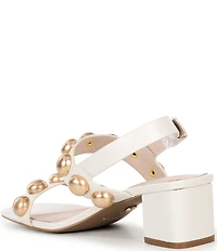 Cecelia New York Rally Leather Studded Block Heel Sandals