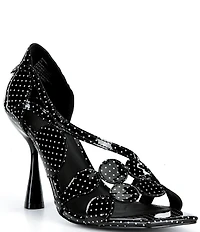 Cecelia New York Robert Patent Leather Polka Dot Stiletto Dress Sandals