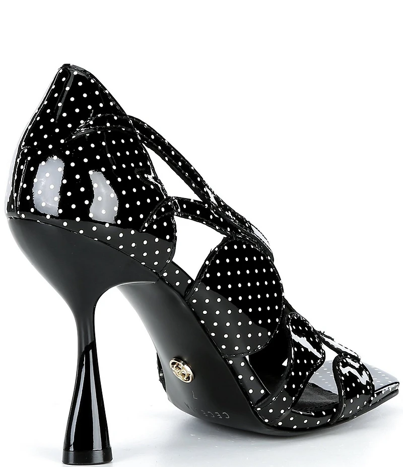 Cecelia New York Robert Patent Leather Polka Dot Stiletto Dress Sandals