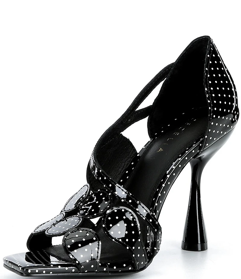 Cecelia New York Robert Patent Leather Polka Dot Stiletto Dress Sandals