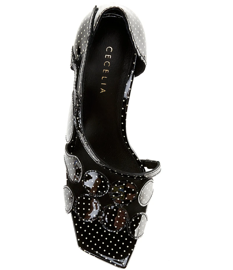 Cecelia New York Robert Patent Leather Polka Dot Stiletto Dress Sandals