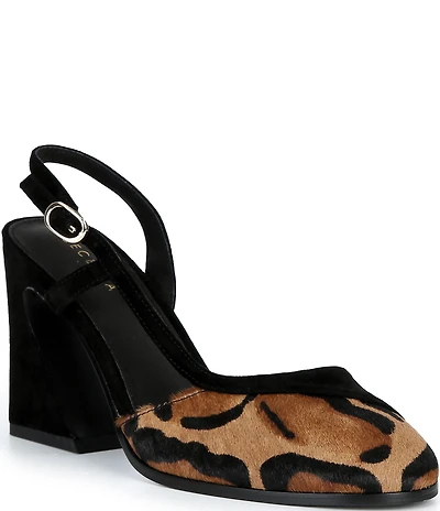 Cecelia New York Sophia Suede Leopard Print Slingback Pumps