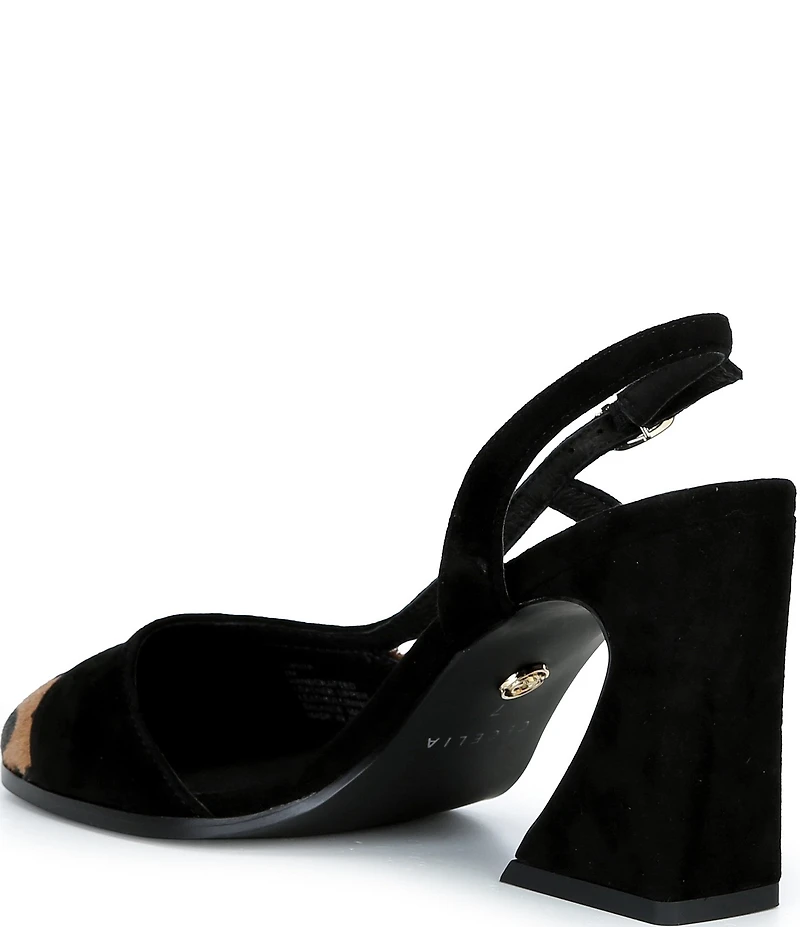 Cecelia New York Sophia Suede Leopard Print Slingback Pumps
