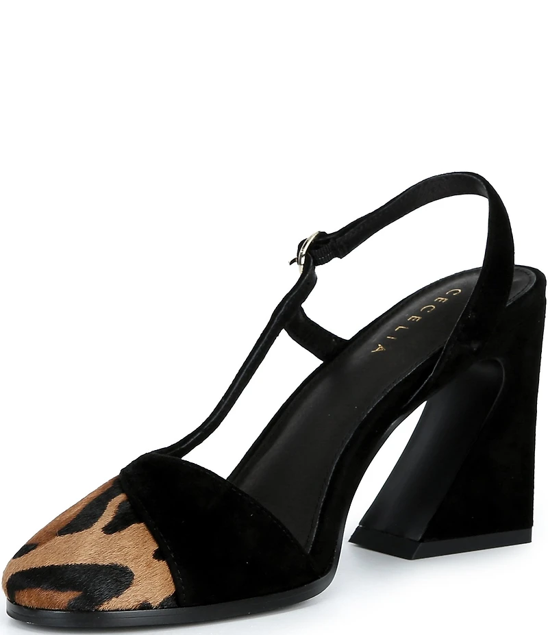 Cecelia New York Sophia Suede Leopard Print Slingback Pumps