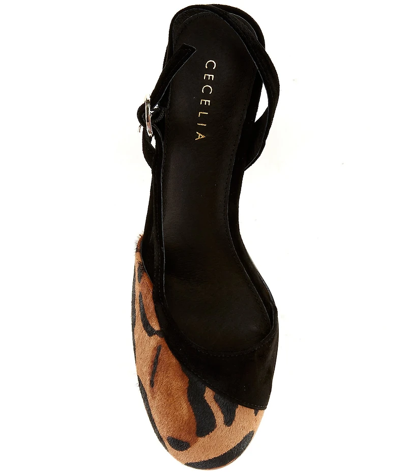 Cecelia New York Sophia Suede Leopard Print Slingback Pumps