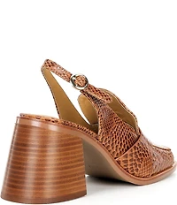 Cecelia New York Splash Snake Print Leather Slingback Peep Toe Loafer Pumps