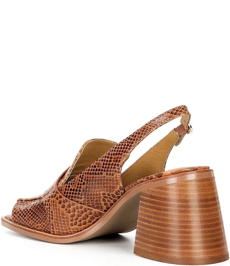 Cecelia New York Splash Snake Print Leather Slingback Peep Toe Loafer Pumps