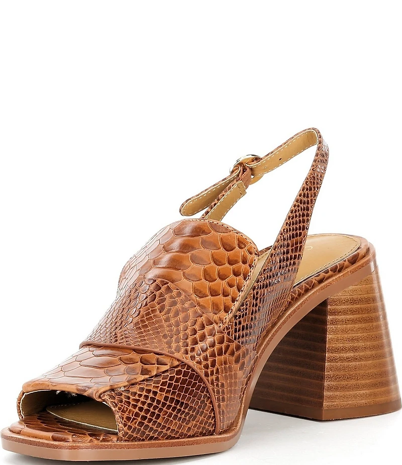 Cecelia New York Splash Snake Print Leather Slingback Peep Toe Loafer Pumps