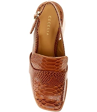 Cecelia New York Splash Snake Print Leather Slingback Peep Toe Loafer Pumps