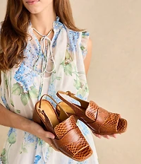 Cecelia New York Splash Snake Print Leather Slingback Peep Toe Loafer Pumps