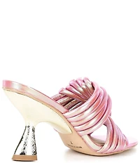 Cecelia New York Time Knotted Metallic Leather Tapered Heel Slide Sandals