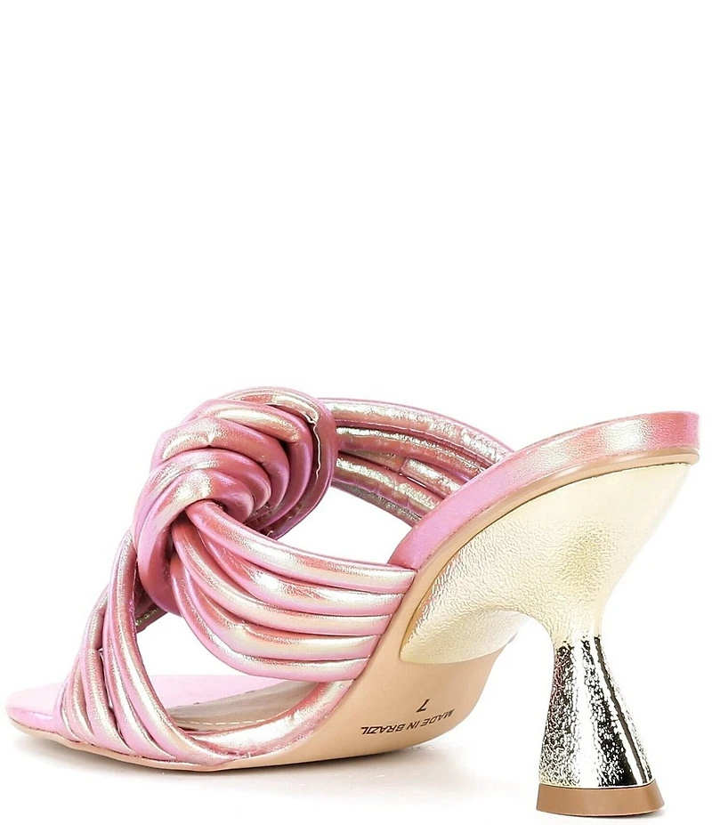 Cecelia New York Time Knotted Metallic Leather Tapered Heel Slide Sandals